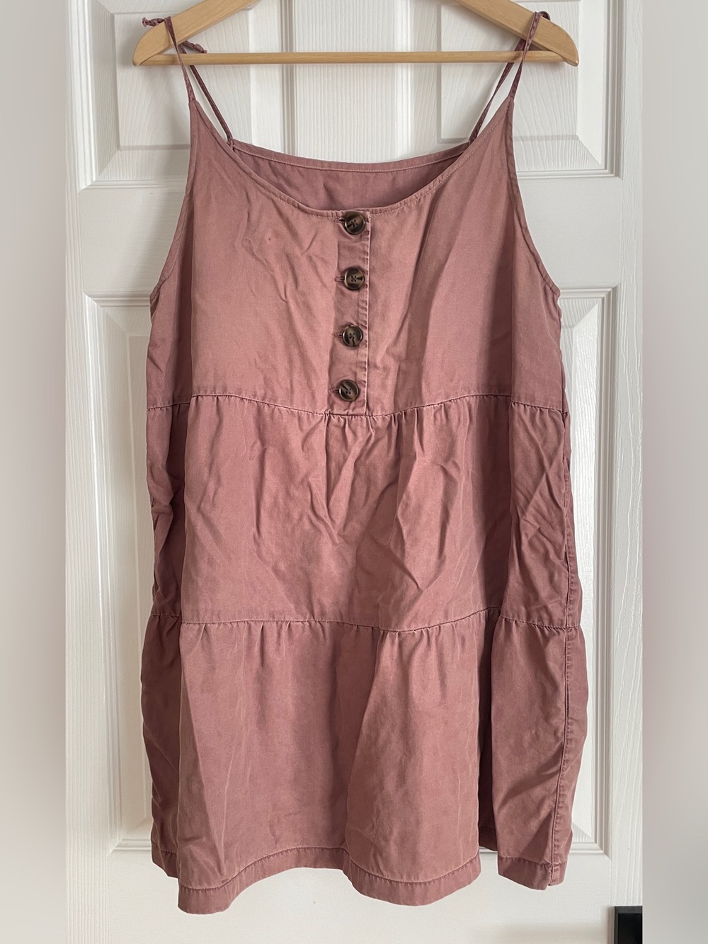 Soft Pink Tiered Button Front Dress